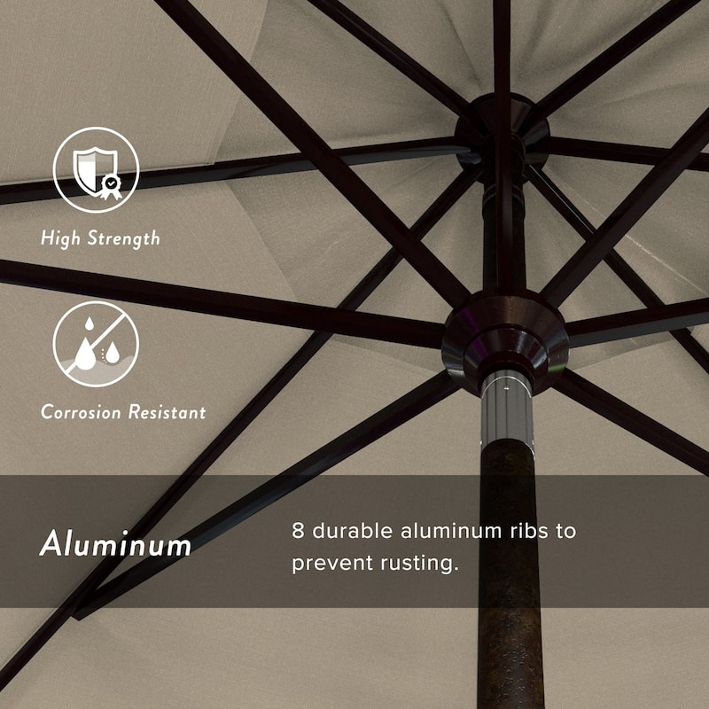 California Umbrella 11' Rd Golden State Series Patio Umbrella Bronze Aluminum Frame Crank Lift Collar Tilt Olefin Royal Blue