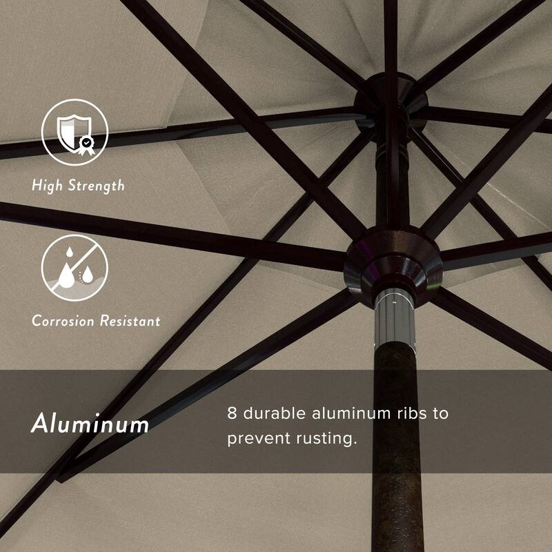 California Umbrella 11' Round Aluminum Crank Open Auto Tlit Patio Umbrella, Bronze Finish, Double Wind Vent.