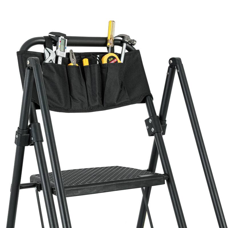 5-Step Steel Folding Step Stool Ladder with Removable Tool Bag