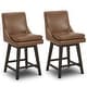 preview thumbnail 134 of 216, Luca Counter Height Swivel Barstool Set of 2 - Saddle Brown-Faux Leather - Counter Height