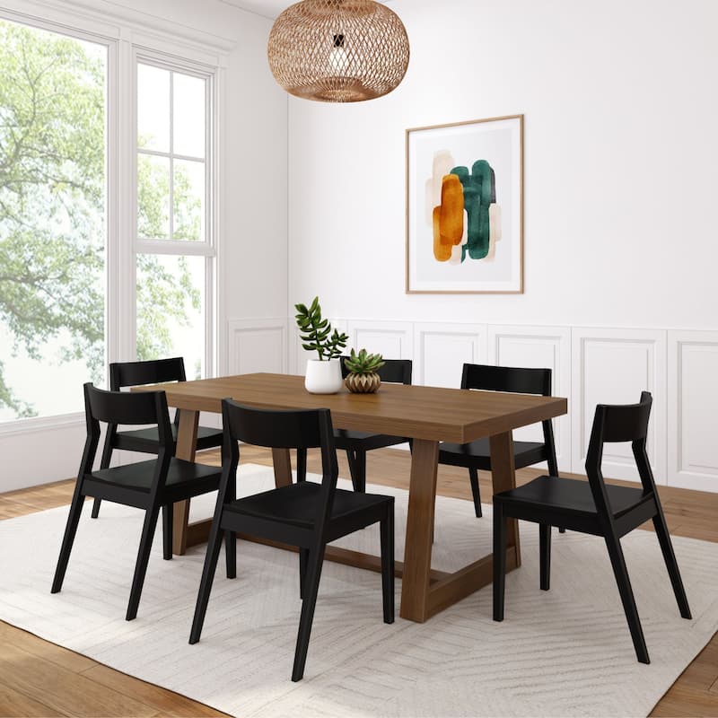 Plank and Beam 72" Classic Solid Wood Table and Chairs Dining Set