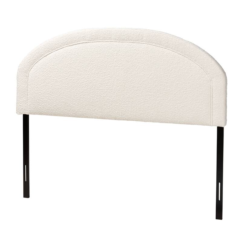 Fiana Modern Cream Boucle Fabric Queen Size Headboard - White, Dark Brown