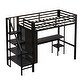 preview thumbnail 17 of 22, Twin Size Bed Frame Metal Loft Bed with Desk, Shelf, Built-in Wardrobe and Storage Staircase for Children, Boys and Girls