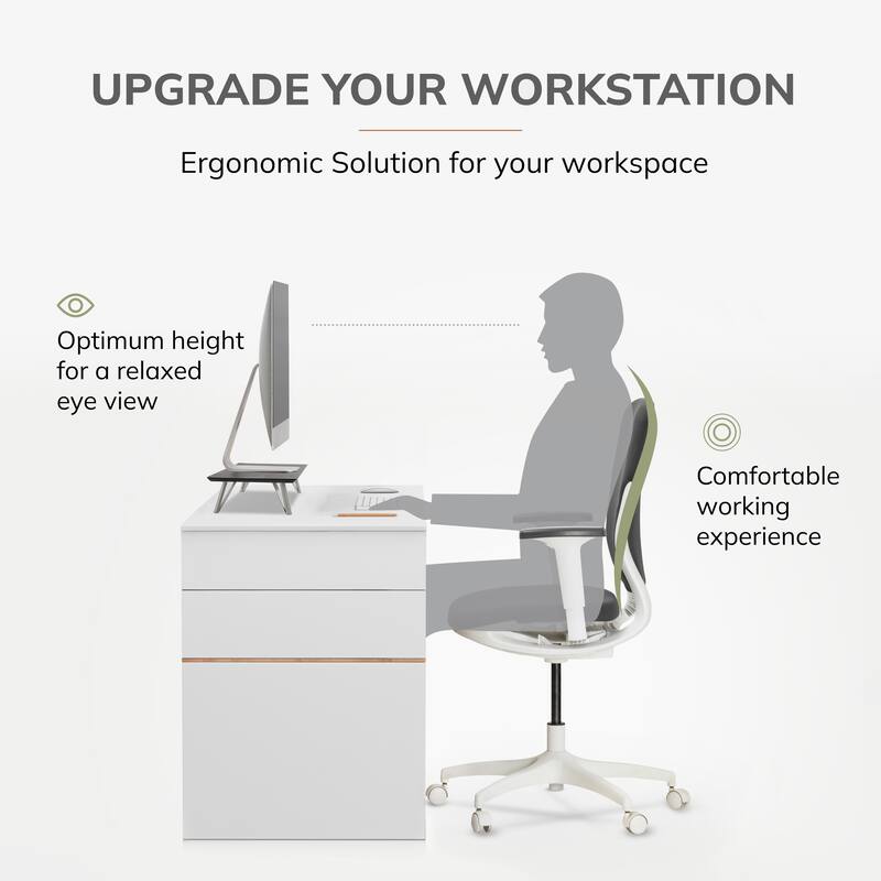 Jani Wood Monitor Stand Riser Desk - Ergonomic Design Stand, Desktop Organizer Table for Home, Office Workspace, Gaming Desk