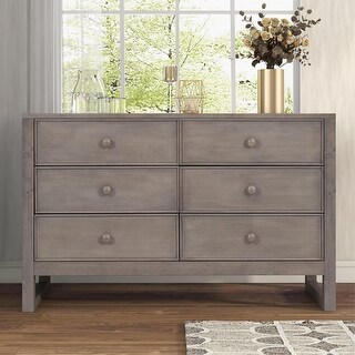 Rustic Wooden Dresser with 6 Drawers for Bedroom - Bed Bath & Beyond ...