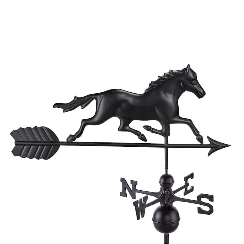 Modern Farmhouse-Inspired Trotting Horse Standard / Full Size Weathervane - Black Finish by Good Directions
