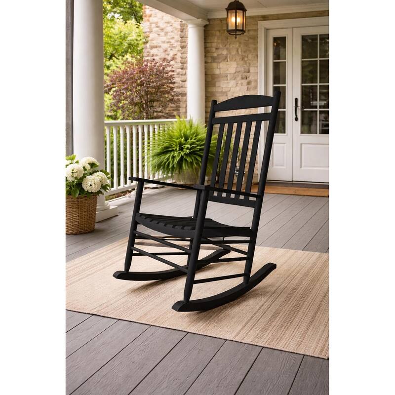 Fratelli Black Rocker Poplar Wood Outdoor Rocking Chair