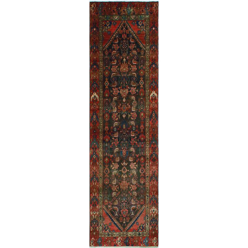 Fine Vintage Distressed Adalbrec Charcoal/Rust Runner - 2'11" x 10'6"