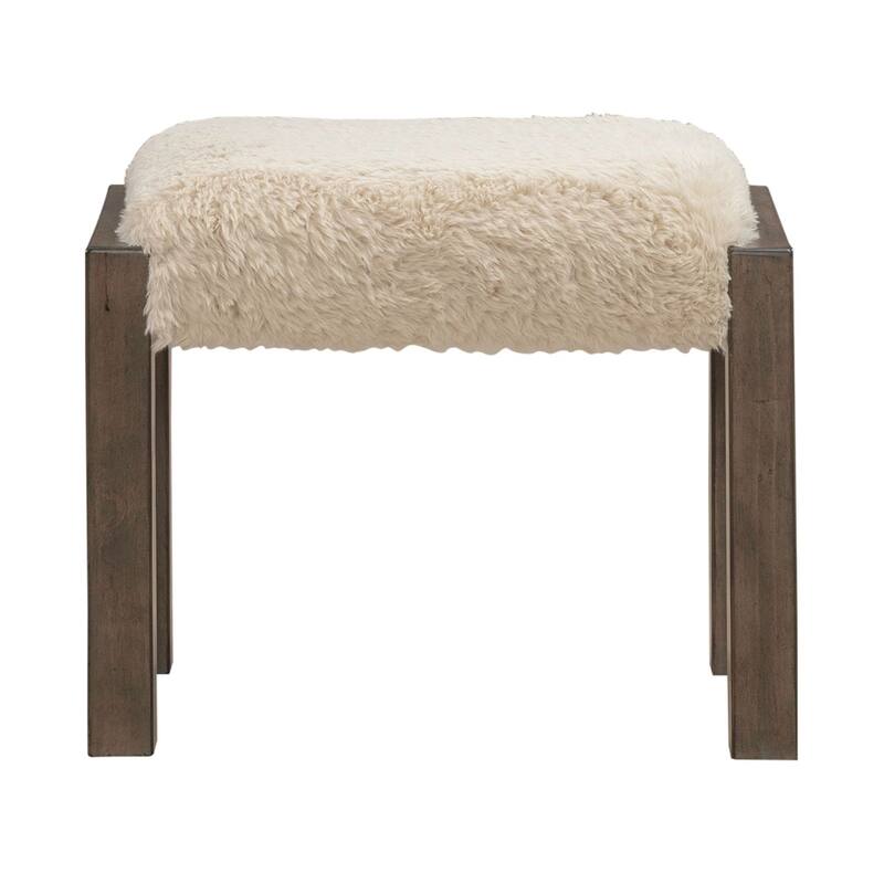 Liberty Furniture Broadmore Upholstered Stool Faux Sheepskin - Width 24" x Depth 16" x Height 19"