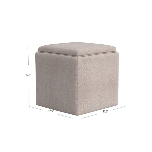dimension image slide 3 of 5, HomePop Storage Ottoman with Tray Top
