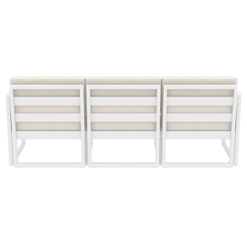 79" White Outdoor Patio Sofa with Sunbrella Natural Beige Cushion