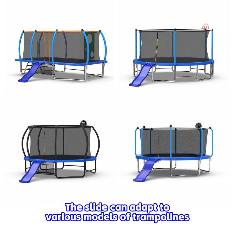 Outdoor trampoline slide, blue