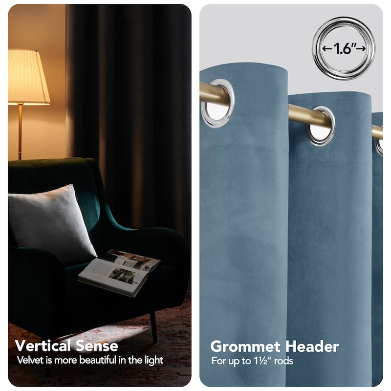Deconovo Velvet Blackout Curtains, 2 Panels, Thermal Insulated