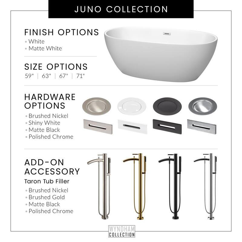 Wyndham Collection Juno 71" Free Standing Acrylic Soaking Tub with