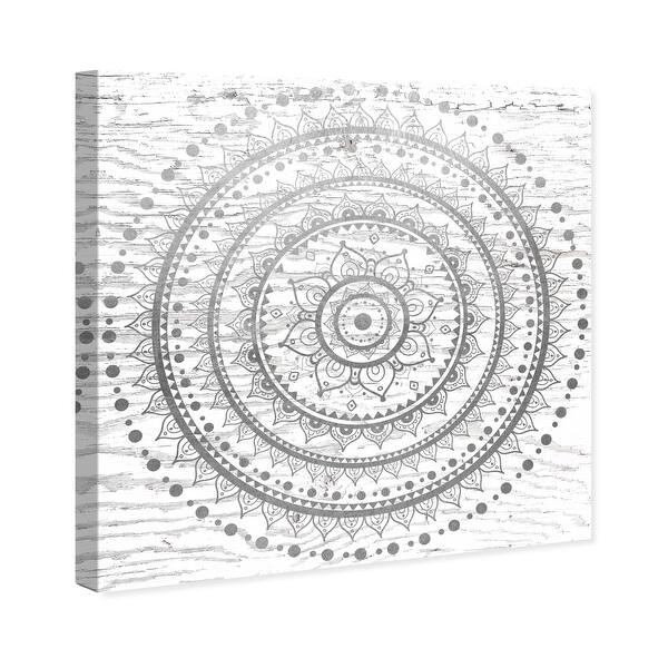 Oliver Gal Silver Mandala Wood Abstract Wall Art Canvas Print Patterns Gray White Overstock 32478921