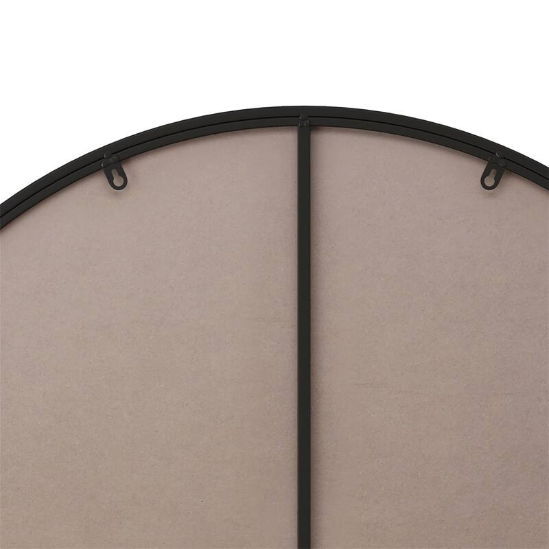 28" Wall Mounted Black Circular Mirror Metal Framed Mirror