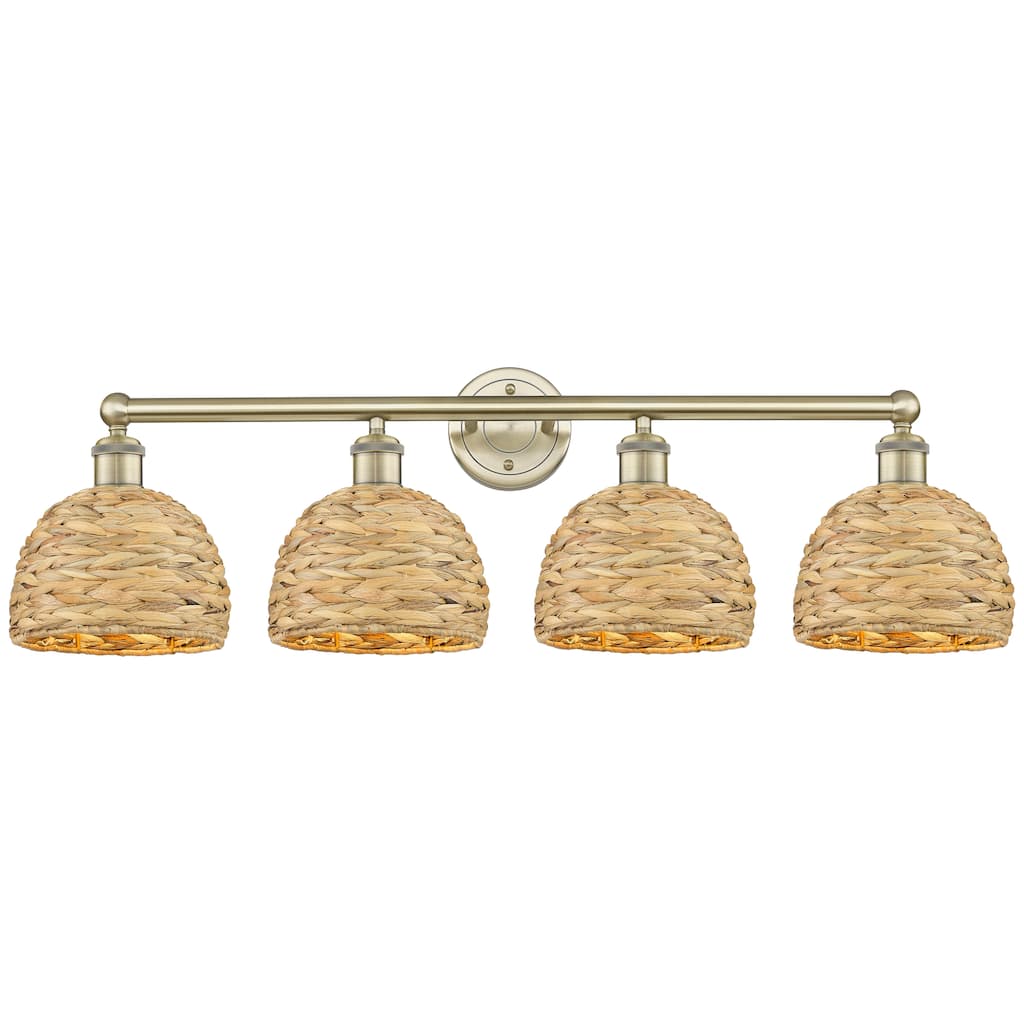 Innovations Lighting Endless Possibilities Edison - Woven Rattan - 4 Light 35" Bath Vanity Light