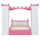 preview thumbnail 17 of 17, Castle-Shaped Wooden Bed with Storage Shelf, Dreamy Twin Size Platform Bed for Kids Bedroom,Pink+ White