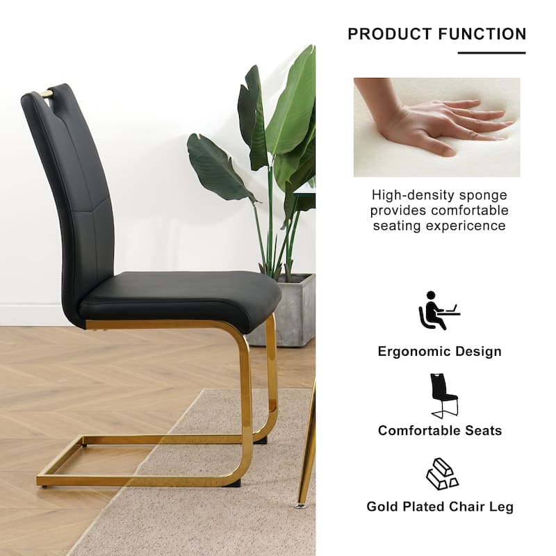 Set of 2 Modern Faux Leather Dining Chairs with Metal Legs