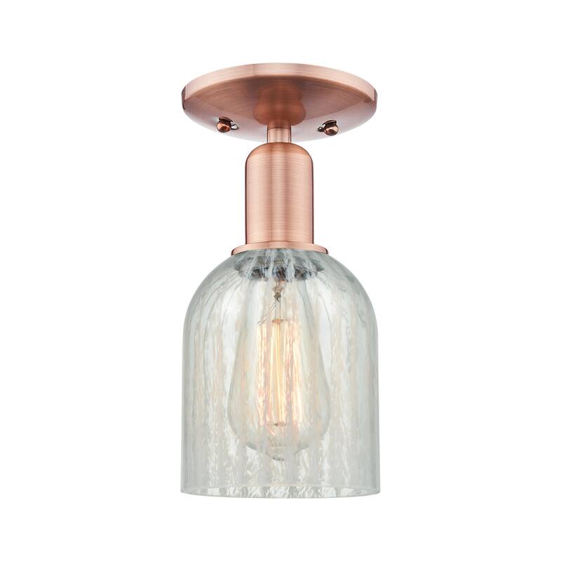 Innovations Lighting Endless Possibilities Arcadia - Caledonia - 1 Light 5" Semi-Flush Mount with Mouchette Shade - Mouchette/Antique Copper