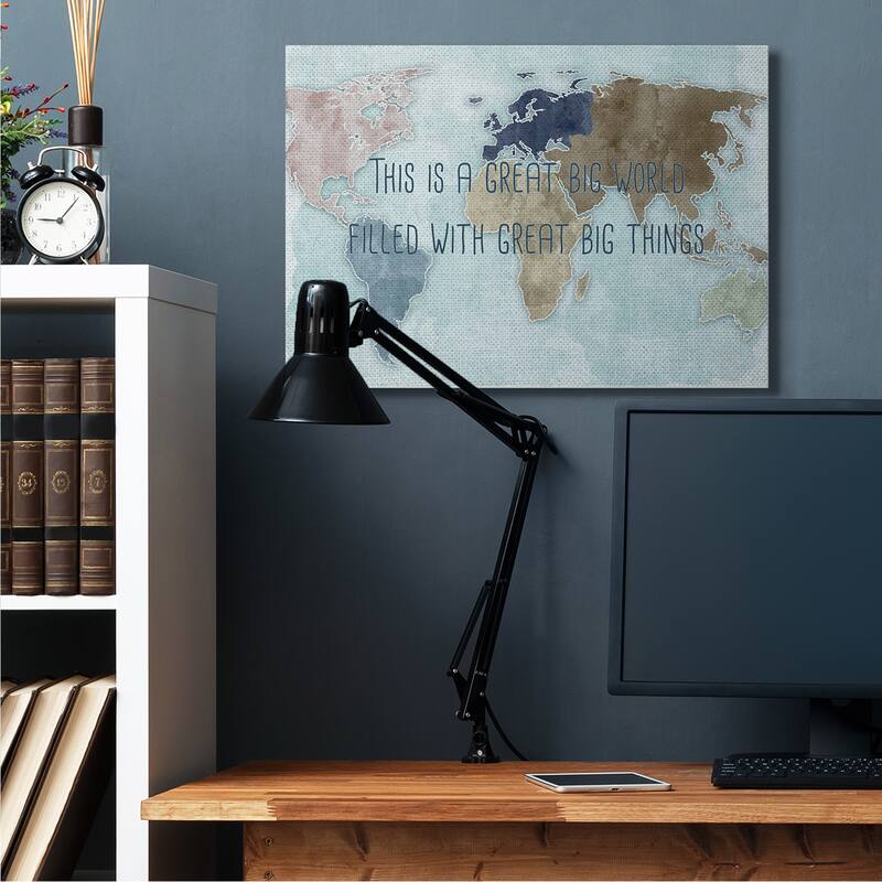 Stupell This is a Great Big World Phrase Map of Continents Canvas Wall Art