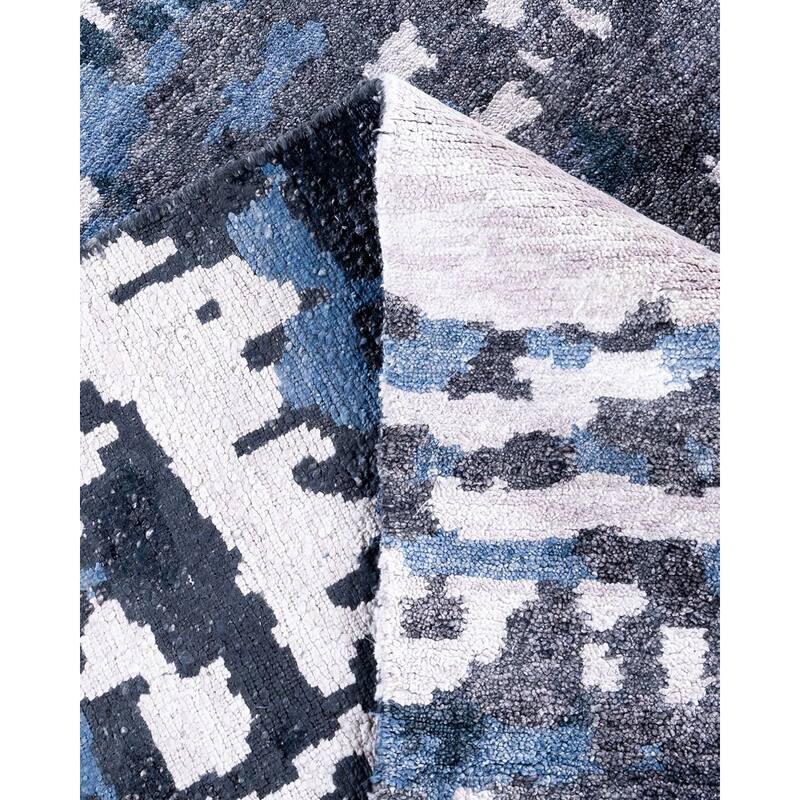 Modern One-of-a-Kind Handmade Area Rug, Blue - 8' 1" x 10' 1"