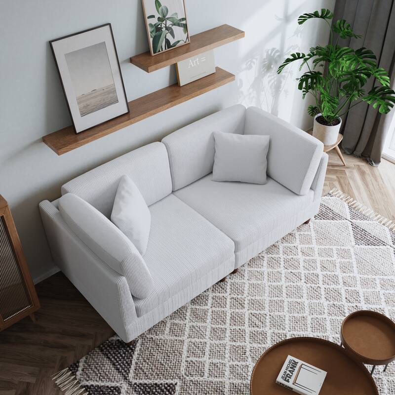 2-Piece Corduroy Loveseat Modular Sectional Sofa