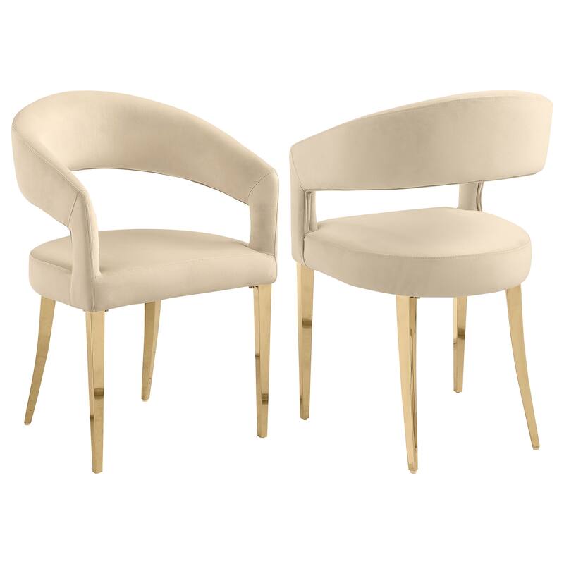 Galiano Velvet Upholstered Dining Arm Cream (Set Of 2) - Beige