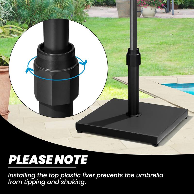 Outdoor Market Umbrella Base Holder Square Concrete / Cement Metal w/Wheels