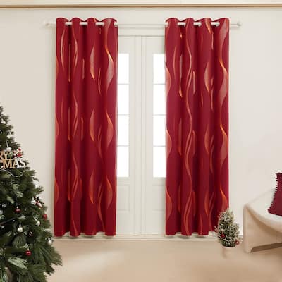 Deconovo Gold Wave 52 Width Curtain (2 Panel)
