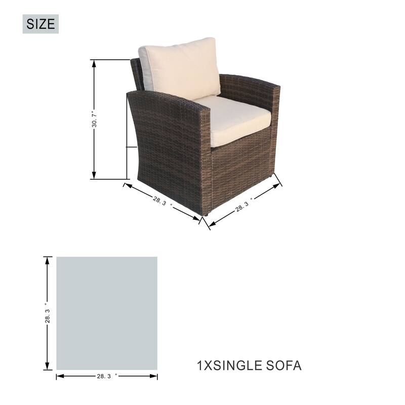 5-Piece Outdoor Wicker Patio Sofa Set with Adjustable Fire Pit Table and Storage Box
