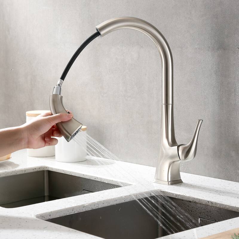 Luxier KTS20 Single Handle Pull Down Sprayer Kitchen Faucet