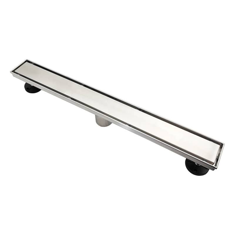 Oceanic Linear Shower Drain, Marine-grade 316 Stainless Steel, Tile-in with Hair Strainer