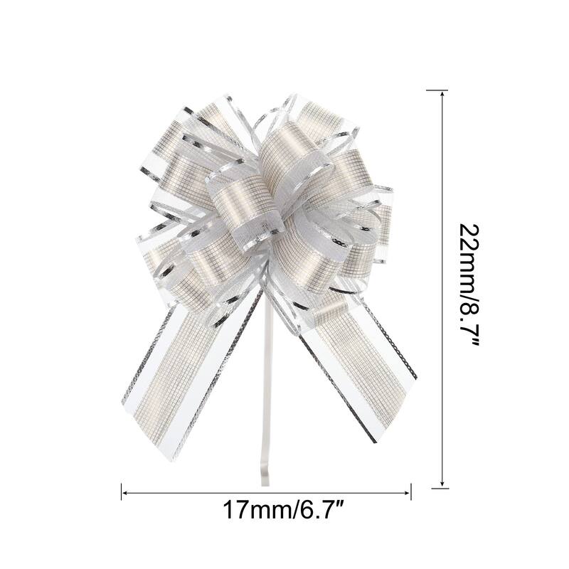 20pcs Large Pull Bow Gift Wrapping Bows Ribbon Organza - Silver - 7 Inch