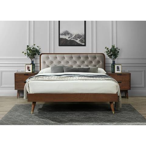 Cassidy Queen Tufted Upholstery Wood Bed