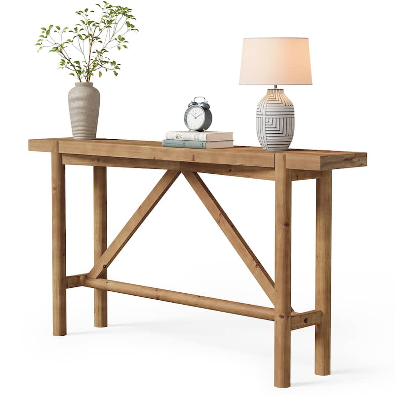 63" Long Solid Wood Console Table, Farmhouse Sofa Table for Entryway