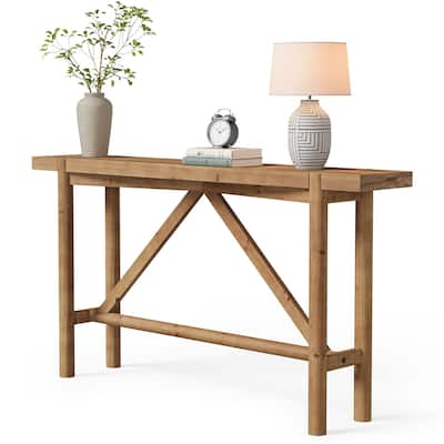 63" Long Solid Wood Console Table, Farmhouse Sofa Table for Entryway