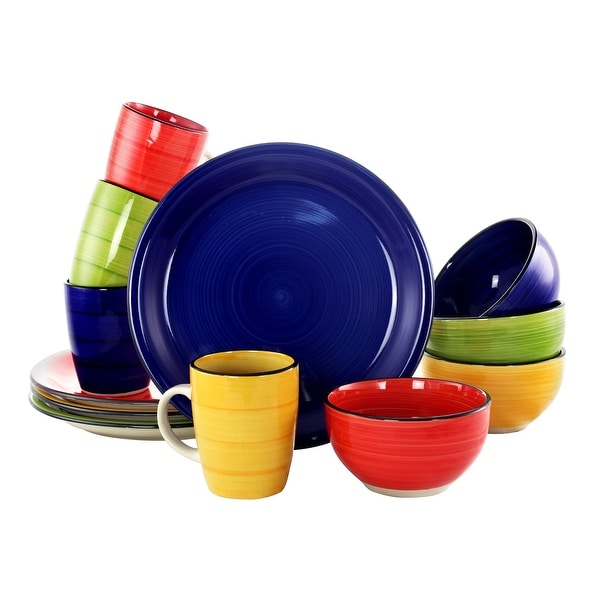 Gibson Home Color Vibes 12 Piece Handpainted Stoneware Dinnerware
