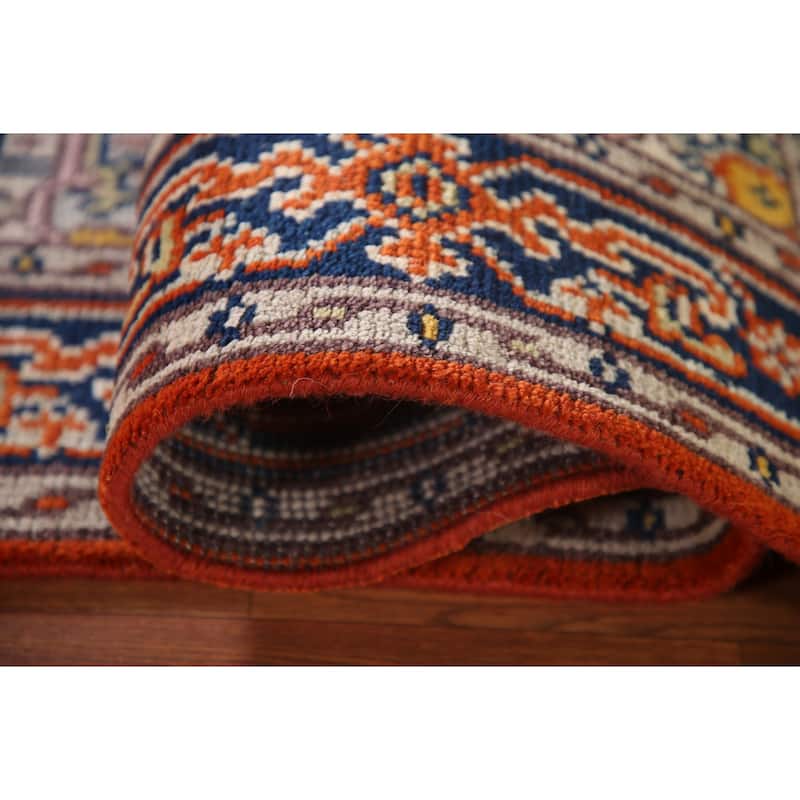 Orange Geometric Heriz Serapi Oriental Accent Rug Handmade Wool Carpet - 2'11"x 4'11"