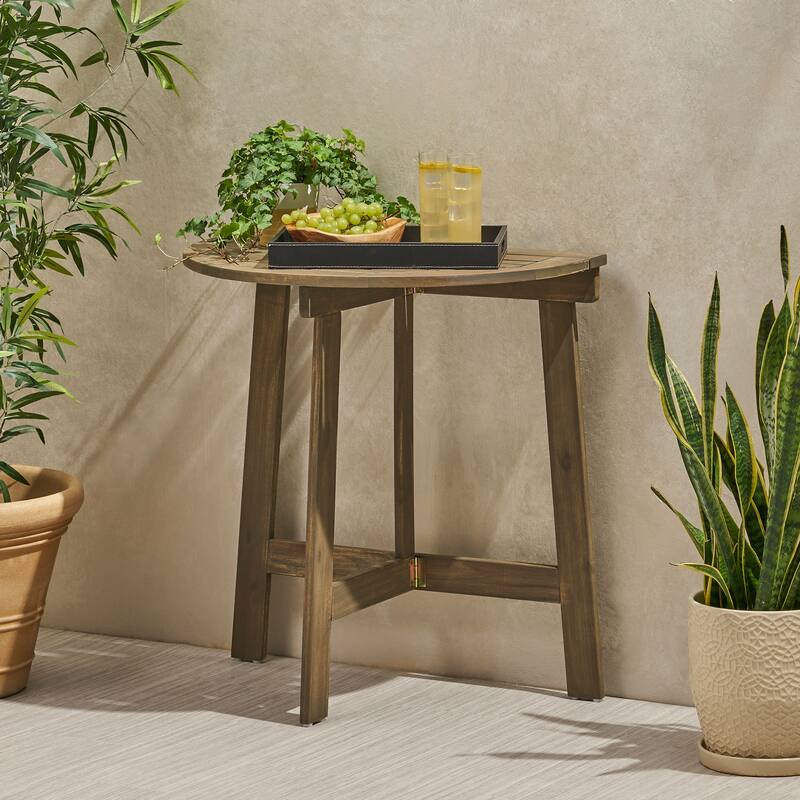 Outdoor Half-Round Folding Acacia Wood Bistro table