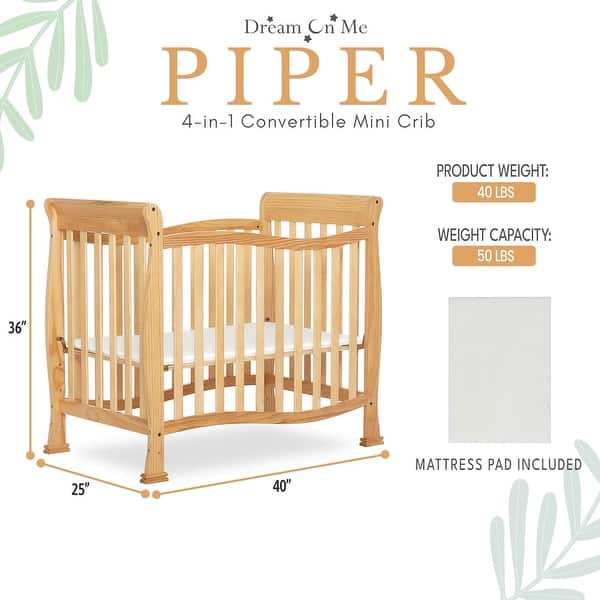 Dream On Me Violet 4-In-1 Convertible Mini Crib