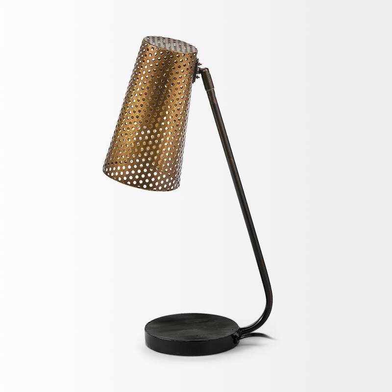 Wesley II (22.4"H) Gold/Black Perforated Metal Shade Table Lamp - 13.0L x 6.1W x 22.4H