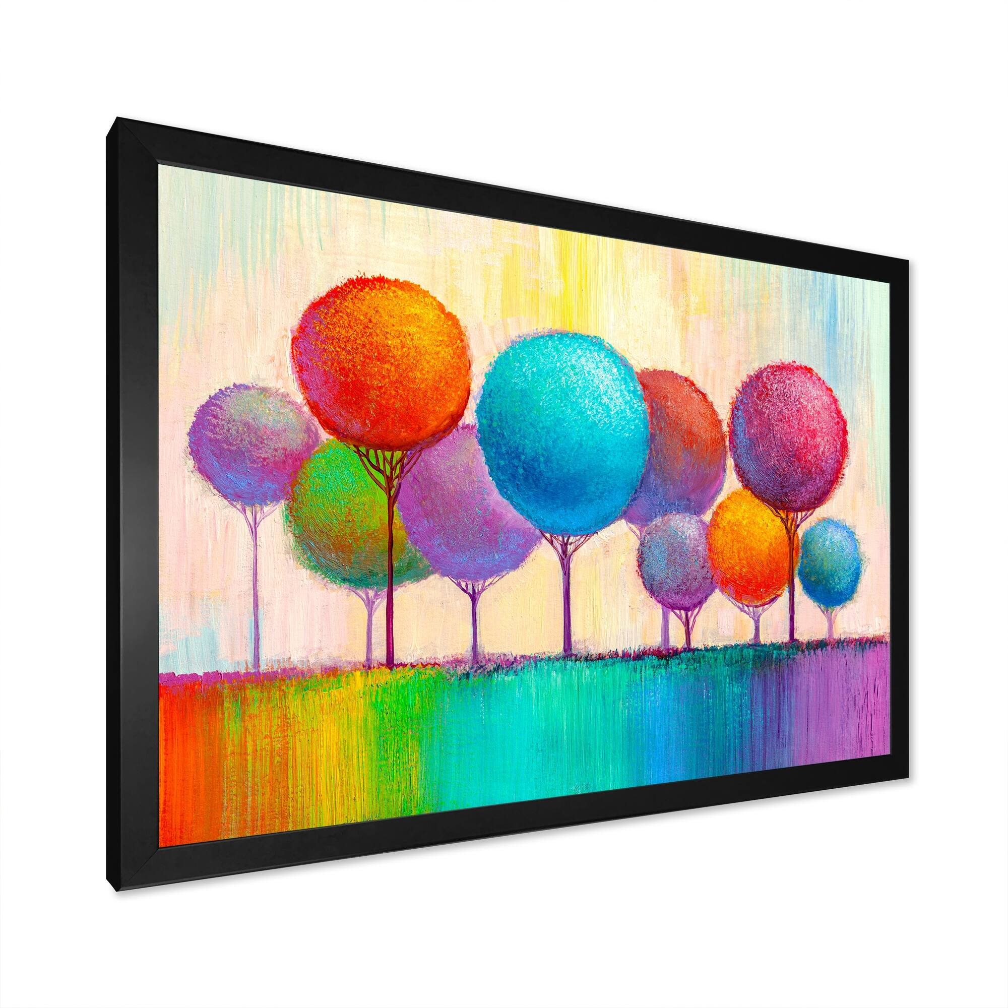Designart "Colorful Abstract Trees Family" Modern Framed Art Print