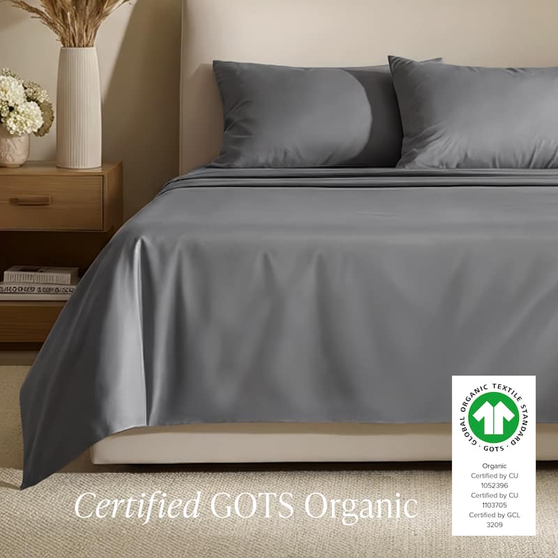 Bare Home Organic Cotton Sheet Set - Silky Smooth Sateen Weave