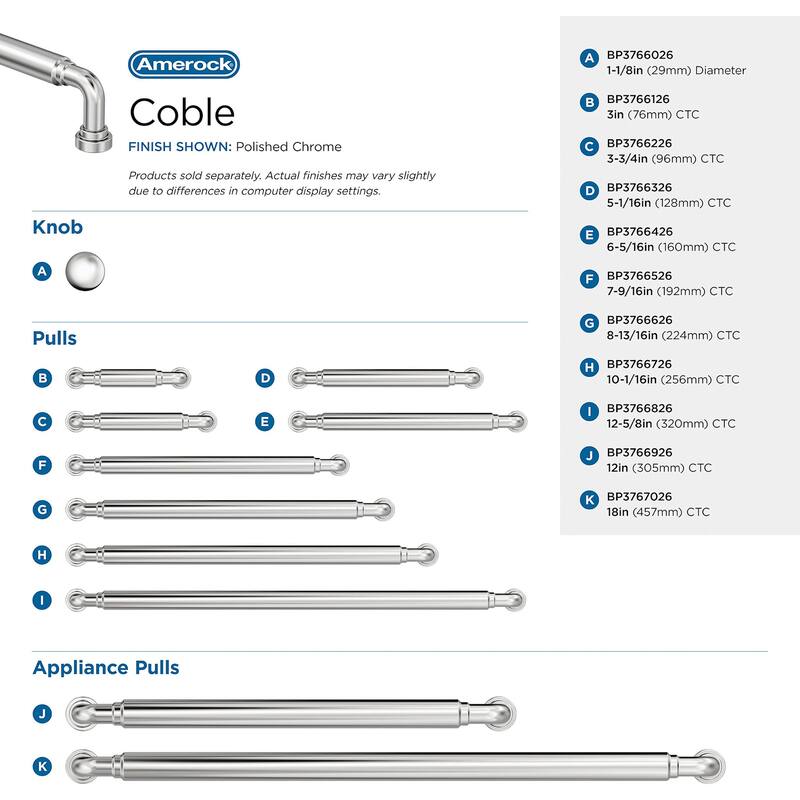 Amerock BP37661 Coble 3" Center to Center Smooth Handle Cabinet Pull