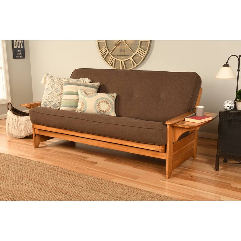 Somette Phoenix Butternut Futon Set with Mattress - Linen Cocoa