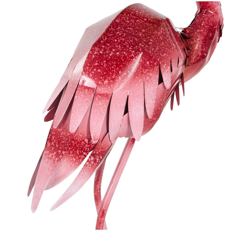 Pink Metal Tall Textured Ombre Flamingo Decorative Garden Sculpture (Set of 2)