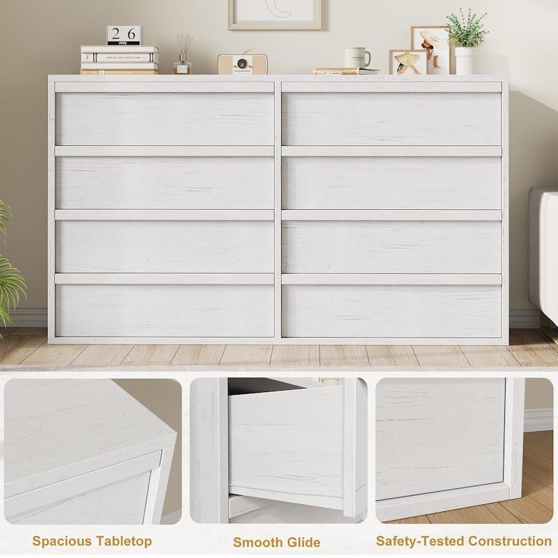 6/7/8 Drawer Dresser for Bedroom, Modern Wooden Chest of Drawers Dresser Organizer