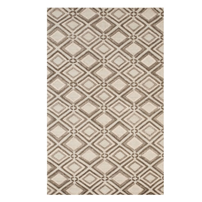Beige Contemporary Geometric Raga Area Rug - Modern Elegance and Versatile Design - 5' x 8' - 5' x 8' - Beige