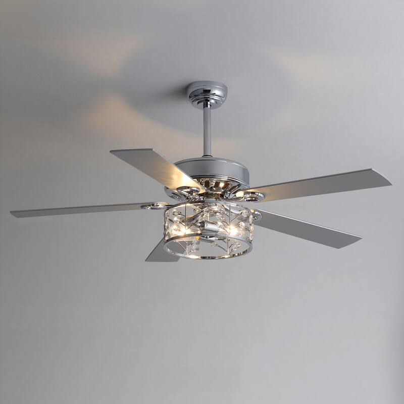 52" Reversible 5-Blade Caged Ceiling Fan with Light and Remote